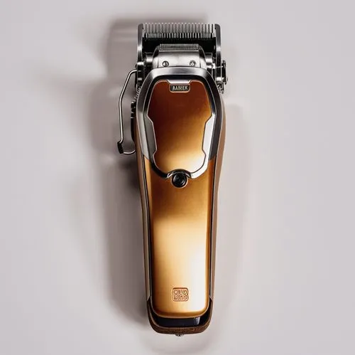 Barber Hair Clippers，Stylish appearance with a three-dimensional feel,an overhead view of an electric shaver,lambretta,gold lacquer,vespa,shavers,roadster 75,etype,Photography,General,Realistic