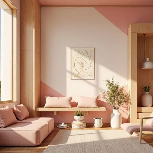 gold-pink earthy colors,livingroom,living room,apartment lounge,apartment,sitting room,modern room,an apartment,3d rendering,modern living room,loft,japanese-style room,3d rendered,3d render,modern decor,soft furniture,roominess,render,home interior,interior design