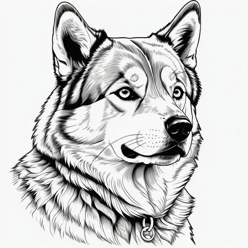 dog line art,dog illustration,malamute,dog drawing,graywolf,telegram icon,Illustration,Black and White,Black and White 20