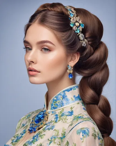 updo,bridal jewelry,russian folk style,bridal accessory,jasmine blue,hair accessories,hair accessory,jewelry florets,miss circassian,vintage floral,women's accessories,spring crown,artificial hair integrations,blue peacock,victorian lady,floral wreath,vintage makeup,mazarine blue,eurasian,diadem,Art,Classical Oil Painting,Classical Oil Painting 27