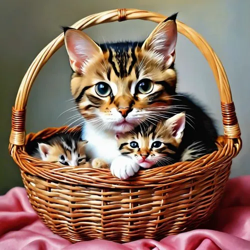 flowers in basket,gift basket,easter basket,eggs in a basket,wicker basket,picnic basket,cat family,bread basket,flower basket,hamper,basket of apples,kittens,basket wicker,cute animals,egg basket,basket of fruit,cat lovers,cute cat,jewelry basket,shopping baskets,Photography,General,Realistic