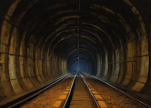 Feel the thrill of venturing into a haunted subway tunnel at night.,railway tunnel,train tunnel,canal tunnel,tunnel,lötschberg tunnel,slide tunnel,underground cables,underground,wall tunnel,vanishing 