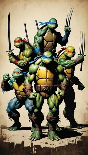 tmnt,donatello,turtles,stacked turtles,raph,raphael,Illustration,Paper based,Paper Based 05