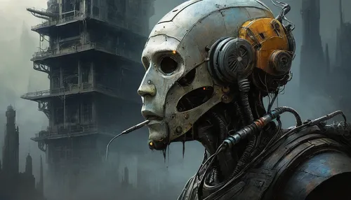 respirator,cybernetics,cyberpunk,droid,biomechanical,streampunk,sci fiction illustration,respirators,diving helmet,sci fi,construction helmet,scifi,steampunk,robotic,dystopia,fallout4,cyborg,skull bones,sci-fi,sci - fi,Illustration,Abstract Fantasy,Abstract Fantasy 18