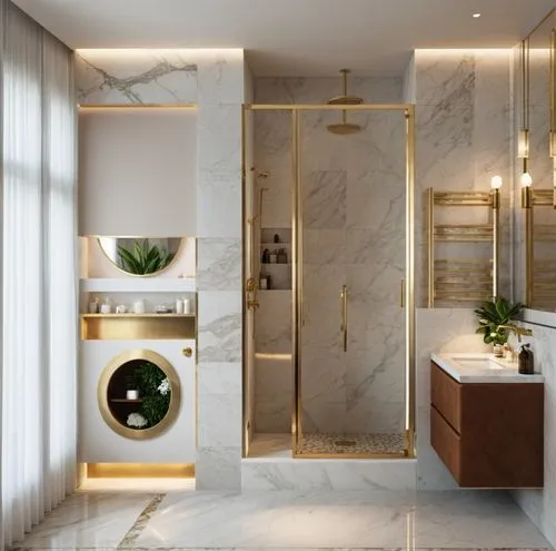 luxury bathroom,modern minimalist bathroom,gold wall,modern decor,bath room,ensuite,Photography,General,Realistic