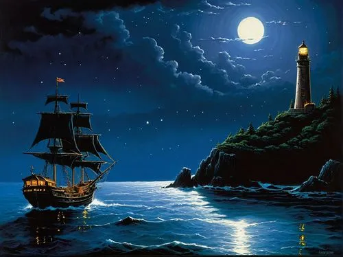 sail ship,sailing ship,sea fantasy,fantasy picture,sea sailing ship,hildebrandt,Illustration,American Style,American Style 07