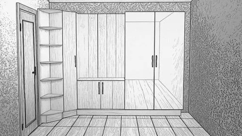 pantry,garderobe,room door,creepy doorway,dumbwaiter,armoire,walk-in closet,closets,cupboard,metallic door,wooden door,sketchup,doorway,the door,doorways,mudroom,cabinetry,door,doorframe,locker,Design Sketch,Design Sketch,Black and white Comic