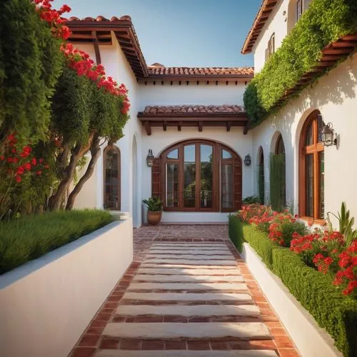 beautiful home,landscaped,roof landscape,bougainvilleans,hacienda,home landscape,landscape designers sydney,spanish tile,landscaping,3d rendering,the threshold of the house,exterior decoration,holiday villa,dreamhouse,garden elevation,render,entryways,luxury property,landscape design sydney,palmilla,Illustration,Retro,Retro 22