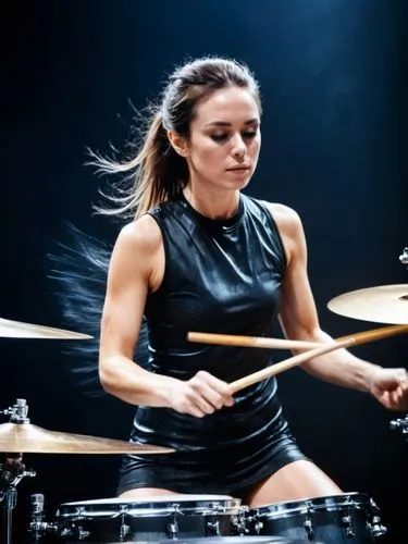 A great drummer in full action! Sweat splashes off her. Her skin is glistening with wetness.,the woman is playing with the drums in the event,jahan,drumming,lynn,trifonova,rhythmic,daiko,Photography,A