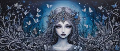 1,blue enchantress,the snow queen,unseelie,undine,hecate,naiad,naiads,malefic,cailleach,adere,imbolc,faerie,melusine,amphitrite,fairie,blue snowflake,hekate,bluebell,seelie,elenore,Illustration,Abstra