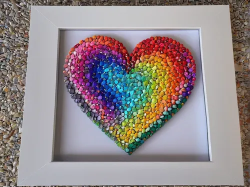 Heart Warming Paola Cassais Framed,glitter fall frame,heart shape frame,colorful heart,glitter hearts,stitched heart,zippered heart,neon valentine hearts,sugar bag frame,heart bunting,watercolor frame