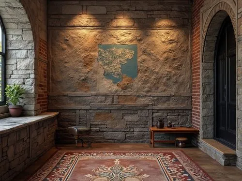 pilgrimage chapel,entrance hall,entryway,foyer,wayside chapel,narthex,vestibule,interior decor,alcove,chancel,stone floor,inglenook,baptistry,chapel,wall panel,altar,crypt,anteroom,sacristy,mosaics,Photography,General,Realistic