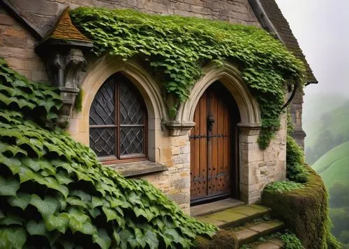 the threshold of the house,fairy door,buttresses,doorways,windows wallpaper,witch's house,window front,church door,portal,little church,moss landscape,front door,doorway,wayside chapel,forest chapel,buttressing,window,garden door,pointed arch,miniature house,Photography,Black and white photography,Black and White Photography 11