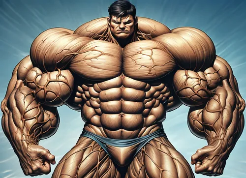 The massive super-bodybuilder flexes his bulging enormous muscles with air of superiority and invincibility. Try to put him down if you dare!,namor,body building,omac,muscularity,bodybuilding,muscle m