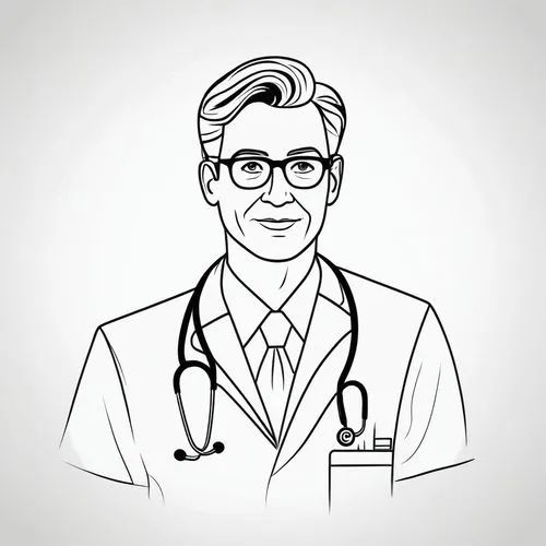 cartoon doctor,medical illustration,doctorandus,kutner,doctor,physician,Illustration,Black and White,Black and White 04