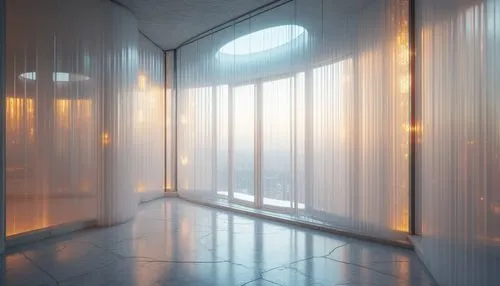 window curtain,hallway space,render,translucency,curtain,frosted glass,a curtain,volumetric,3d render,glass wall,hallway,3d rendering,curtains,metallic door,light space,windowblinds,frosted glass pane,cinema 4d,glass window,curtained,Photography,General,Realistic