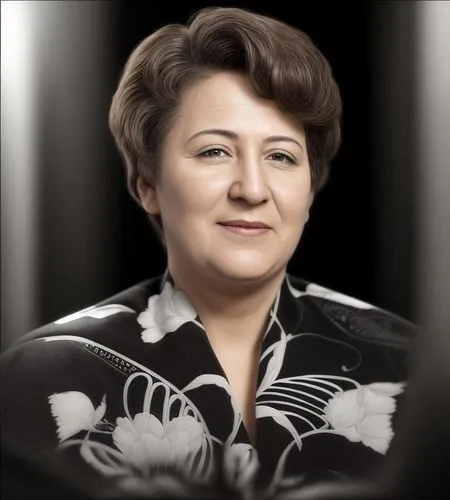 a woman with short hair and a flower shirt,tanasescu,matvienko,azalina,aksener,matviyenko,niculescu,Common,Common,Natural