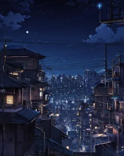 Anime 1920x1080 Night City 5 Centimeters Per Second Anime Scenery Anime City Anime Wallpaper 1920x1080,city at night,kyoto,violet evergarden,night scene,tsukemono,japan's three great night views,tokyo