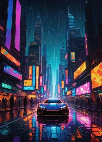 cityscape,cyberpunk,3d car wallpaper,futuristic landscape,futuristic,colorful city,neon arrows,tokyo city,retro background,neon,electric,would a background,80's design,zenvo-st,mazda rx-7,city lights,toyota ae85,neon lights,dusk background,metropolis,Conceptual Art,Daily,Daily 10