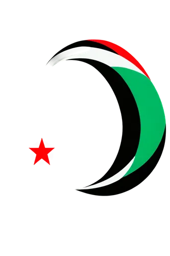 Palestinian flag, waving, white, black, green, red, crescent moon, five-pointed star, circular shape, 3D effect, glossy surface, morning sunlight, close-up shot, centered composition, high contrast, v