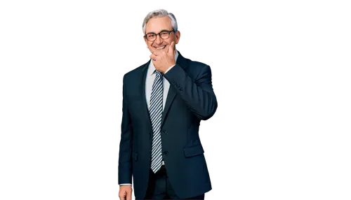 Mature man, mentor, solo, (40yo), wise eyes, gentle smile, gray hair, glasses, black suit, white shirt, striped tie, hands behind back, standing, realistic, soft lighting, shallow depth of field, cine