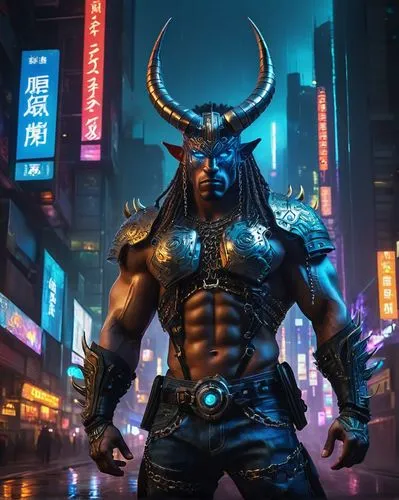 minotaur,samurai,fantasy warrior,poseidon,shinjuku,sea god,warlord,alien warrior,warrior east,cyberpunk,samurai fighter,loki,viking,dragon li,horned,barbarian,god of thunder,shanghai,goki,shiva,Illustration,Realistic Fantasy,Realistic Fantasy 08