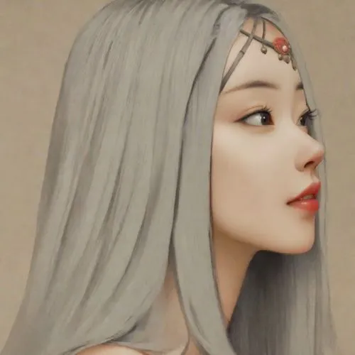 the female wearing a white head covering has gray hair,doll's facial features,kunqu,galadriel,zuoyun,maiko,hyang,nayong,gorani,artist doll,yuanpei,gowon,haeju,yingjie,shijie,daqian,artist's mannequin,