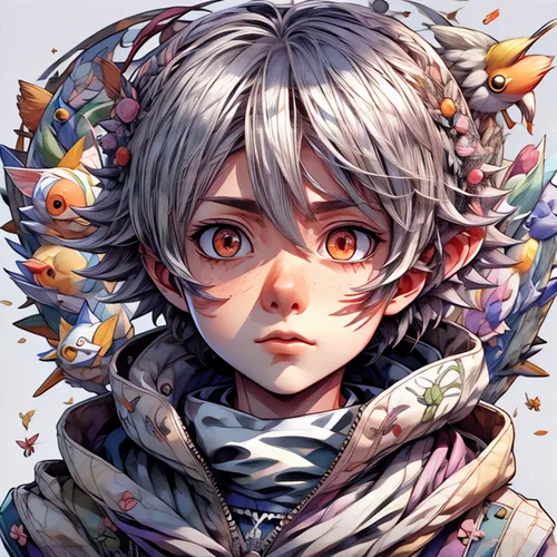 piko,gray bird,anchovy,autumn icon,petals,killua,rei ayanami,wreath of flowers,illustrator,blooming wreath,chrysanths,anchovy (food),flora,floral wreath,bird robin,fantasy portrait,salt flower,falling flowers,myosotis,little bird