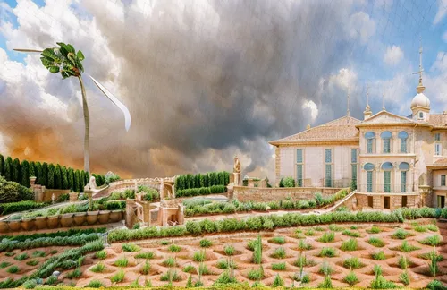 genesis land in jerusalem,monastery israel,spanish missions in california,fairy tale castle,3d rendering,gold castle,holy land,landscape designers sydney,fairytale castle,3d fantasy,mansion,trumpet of jericho,magic castle,garden of eden,fantasy landscape,virtual landscape,landscape design sydney,fantasy world,home landscape,house of prayer