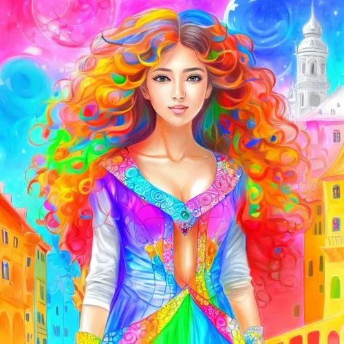 drawing pencil, colorful realistic fantasy,,merida,rapunzel,colorful heart,colorful background,fantasy portrait,boho art,the festival of colors,fantasy art,colorfulness,italian painter,colorful,harmon