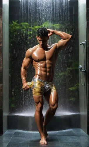 an image of a man that is in the shower,shower,bodybuilding,musclebound,atharva,bodybuilder,showering