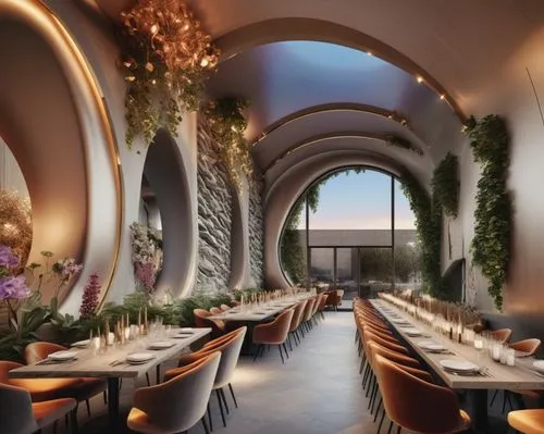 A luxury restaurant inspired by Zaha Hadid and Gray with exposed concrete elements and colored glass and with lots of light and a romantic atmosphere,fine dining restaurant,restaurant bern,largest hot