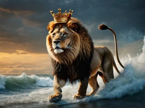 kingship,aslan,king of the jungle,god of the sea,skeezy lion,leonine,Photography,General,Fantasy