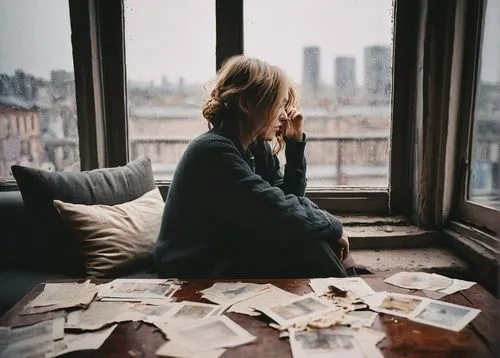 blonde woman reading a newspaper,depressed woman,woman thinking,stressed woman,blonde sits and reads the newspaper,self-abandonment,to be alone,sad woman,woman drinking coffee,girl studying,thinking,contemplation,in thoughts,thoughtful,overthinking,melancholy,woman praying,window view,contemplative,longing,Illustration,Paper based,Paper Based 20