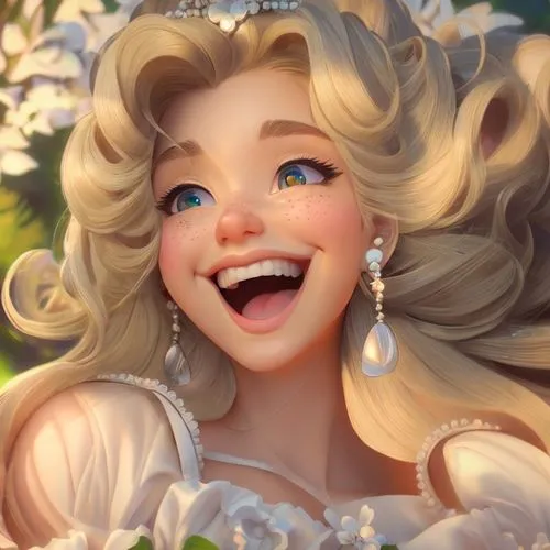 Laughing Princess,elsa,rapunzel,jasmine blossom,cinderella,tangled,white rose snow queen,snow white,tiana,fairy tale character,cheery-blossom,rosa 'the fairy,disney character,jasmine,a girl's smile,di