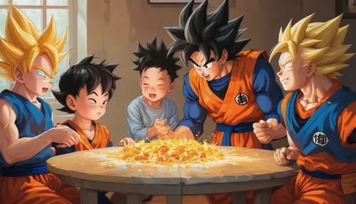 Write a heartwarming scene where Goku and his family celebrate his achievement of reaching Super Saiyan Blue.,dragon ball,dragon ball z,dragonball,son goku,happy birthday banner,birthday banner backgr