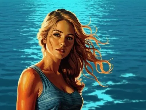 the blonde in the river,dalida,edurne,wyland,amphitrite,girl on the boat