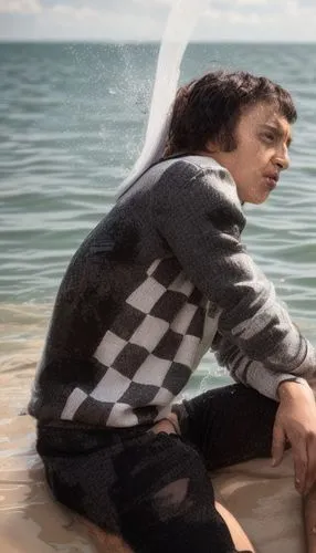 chequered,digital compositing,depressed woman,the sea maid,menswear for women,woman thinking,girl with a dolphin,woman sitting,birce akalay,image manipulation,conceptual photography,womans seaside hat,girl on the dune,woman in menswear,mamaia,photoshop manipulation,retro woman,woman at the well,portrait photography,photo manipulation