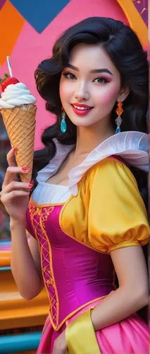 woman with ice-cream,disney rose,frozen dessert,disney character,frozen yogurt,ice cream cone,3d fantasy,fashion dolls,ice cream cart,barbie,ice cream on stick,ice cream,princess sofia,variety of ice cream,ice cream maker,ice-cream,soft serve ice creams,pink ice cream,sweet ice cream,attraction theme,Conceptual Art,Fantasy,Fantasy 16