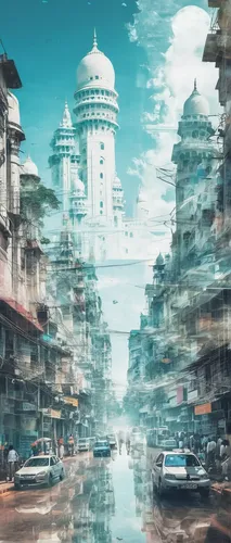 hanoi,futuristic landscape,world digital painting,jakarta,cityscape,ancient city,bombay,bangkok,virtual landscape,harbour city,shanghai,fractal environment,fantasy city,vietnam,saigon,metropolis,dystopia,medina,ha noi,asian architecture,Photography,Artistic Photography,Artistic Photography 07