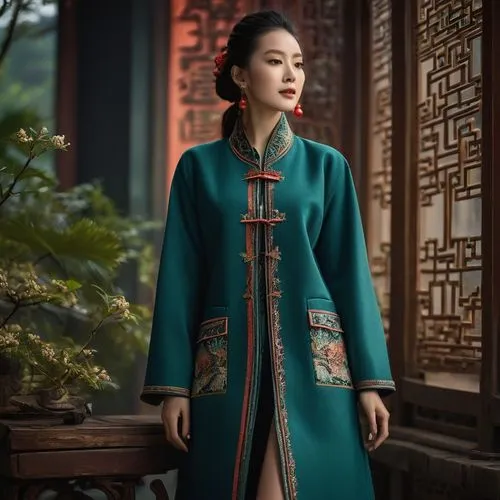 Design a new Chinese-style element-inspired coat for the summer of 2024, specifically tailored for stylish urban women. It should be suitable for daily errands, social gatherings, and commuting to and