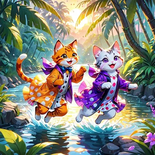 tennekoon,georgatos,happy children playing in the forest,adventurers,catanduva,magical adventure,Anime,Anime,General