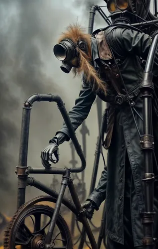 steampunk,woman bicycle,bicycle mechanic,velocipede,biker,photoshop manipulation,photo manipulation,motorcyclist,bicycle,photomanipulation,black motorcycle,motorcycle,clockmaker,bike,puppeteer,steampunk gears,bronze horseman,motorcycling,ride,motorbike