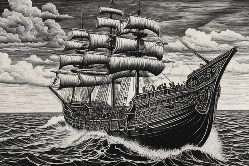 caravel,galleon ship,portuguese galley,galleon,full-rigged ship,east indiaman,sea sailing ship,trireme,sail ship,mayflower,david bates,sailing ship,steam frigate,sea fantasy,baltimore clipper,inflation of sail,barque,two-handled sauceboat,tallship,star line art,Illustration,Realistic Fantasy,Realistic Fantasy 19