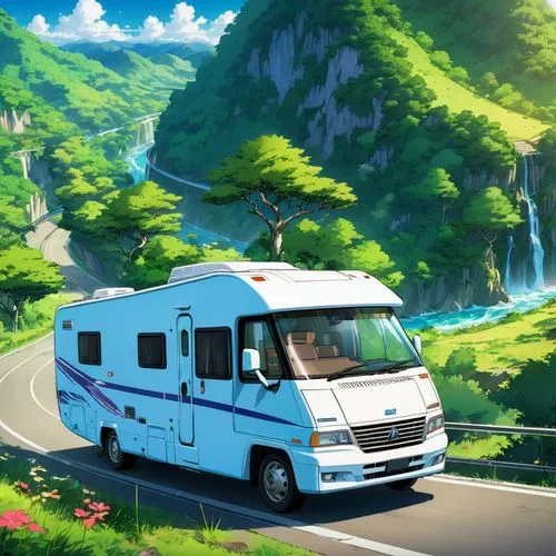 eurovan,campervan,motorhome,travel van,camping bus,vanlife,Illustration,Japanese style,Japanese Style 03