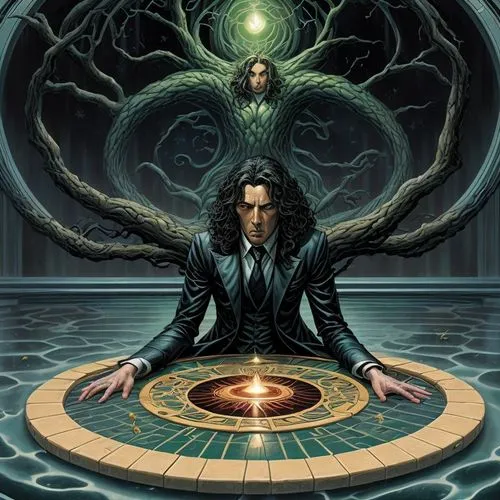 metatron's cube,equilibrium,divination,anahata,magic grimoire,magician,sci fiction illustration,shamanism,earth chakra,occult,shamanic,mysticism,theoretician physician,esoteric,magus,tarot,the collect