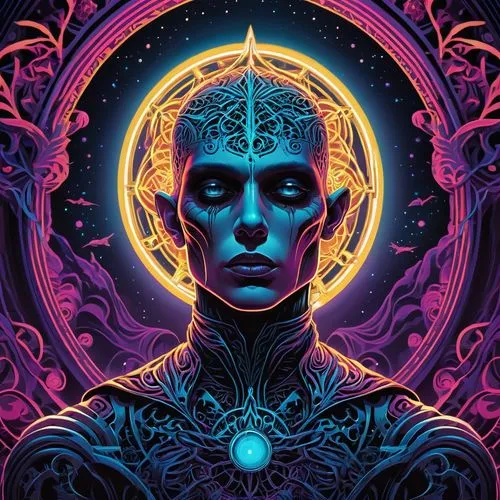 dr. manhattan,valerian,kundalini,hamsa,aura,psychedelic art,andromeda,brain icon,mind-body,cyborg,buddha,astral traveler,echo,zodiac sign libra,avatar,uv,transcendence,shaman,third eye,sphynx