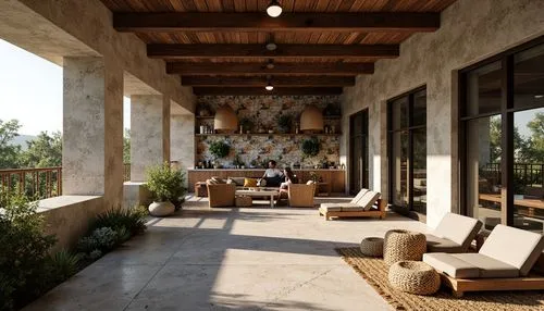 patios,patio furniture,patio,verandah,mid century modern,outdoor furniture,verandahs,mid century house,3d rendering,contemporary decor,interior modern design,pergola,verandas,render,veranda,sunroom,stucco wall,amanresorts,luxury home interior,dunes house