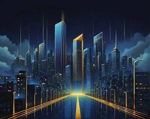 metropolis,cityscape,futuristic landscape,skyscrapers,sci fiction illustration,city skyline,city cities,city scape,cities,fantasy city,world digital painting,sky city,city at night,skyscraper,tall buildings,city,the skyscraper,tribute in light,art deco background,the city,Illustration,Japanese style,Japanese Style 18