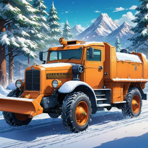 snowplow,kamaz,snow plow,unimog,ural-375d,magirus,gaz-53,christmas truck,logging truck,log truck,snow removal,winter service,steyr 220,magirus-deutz,concrete mixer truck,snow blower,engine truck,rust truck,tank truck,winter tires,Illustration,Japanese style,Japanese Style 03